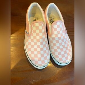 Kids size 3 pink/white checkered vans